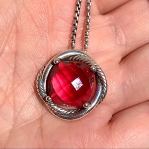 David Yurman Sterling Silver Infinity Necklace with Pink Tourmaline